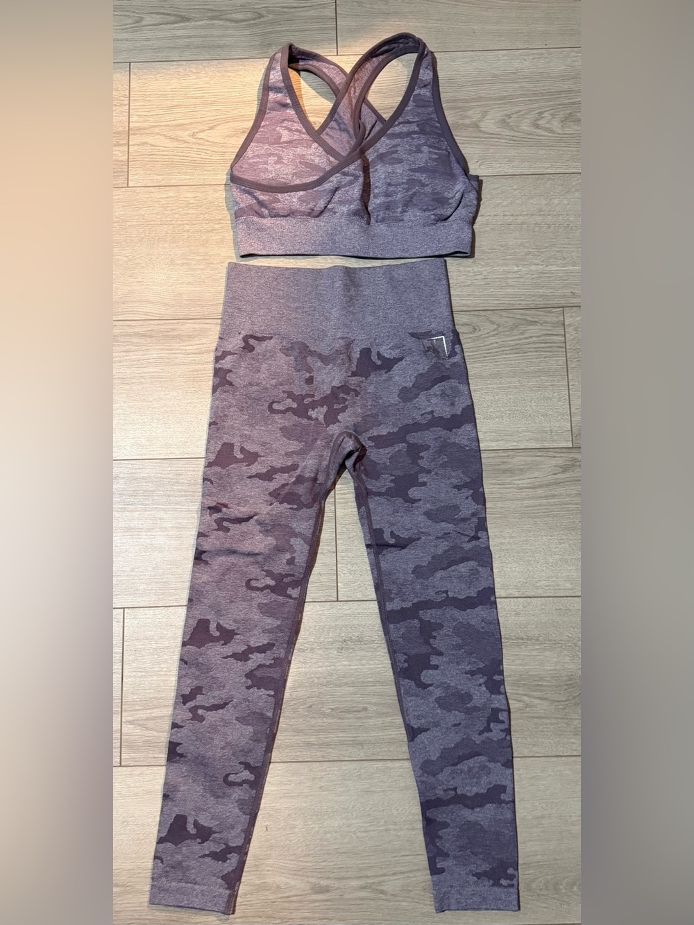 Kids Seamless High-Waist Camo Leggings - Purple
